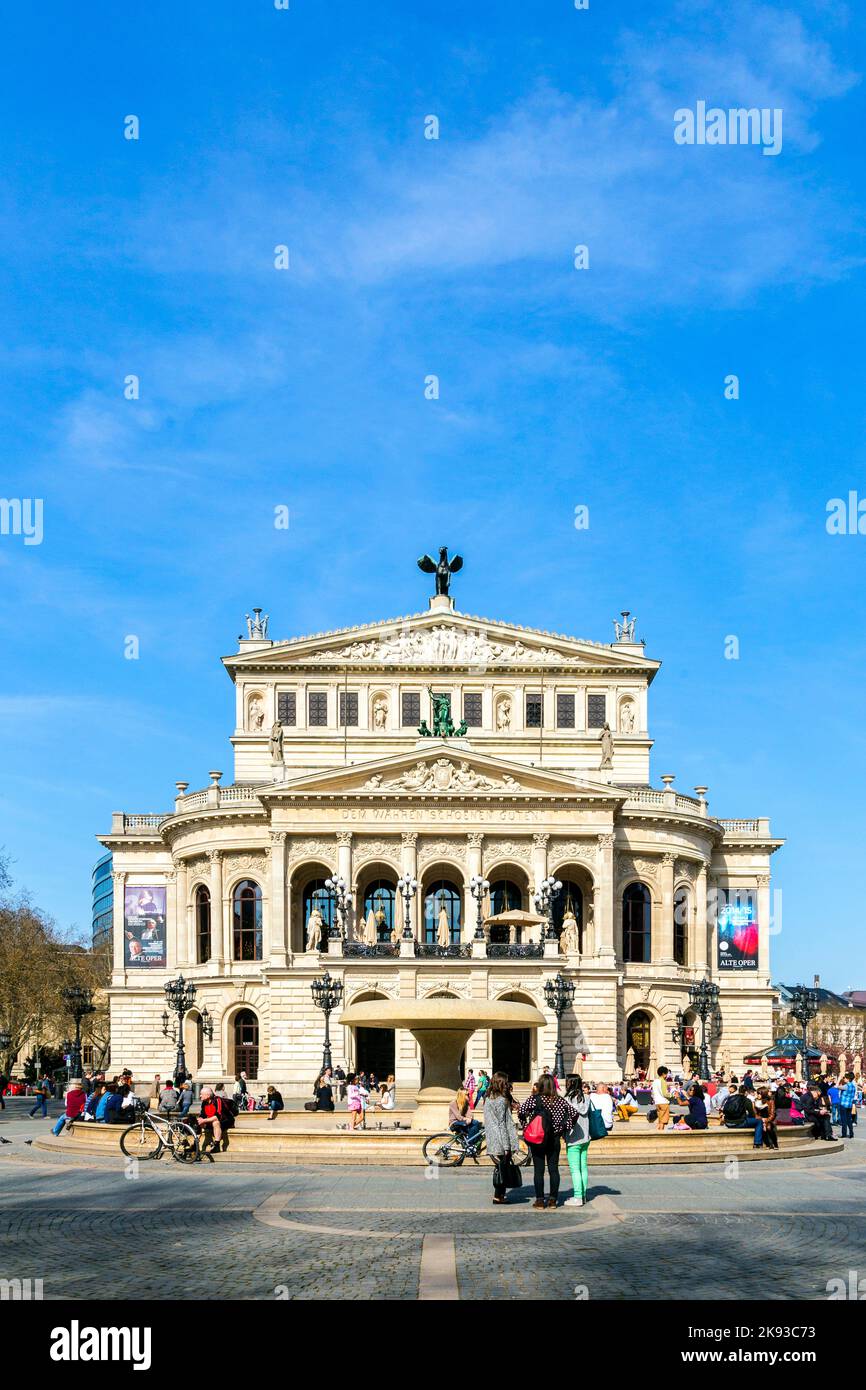 FRANKFURT - MARCH 29: Old Opera on March 29, 2014 in Frankfurt, Germany. Alte Oper is a concert hall build in 1970s on the site of and resembling the Stock Photo