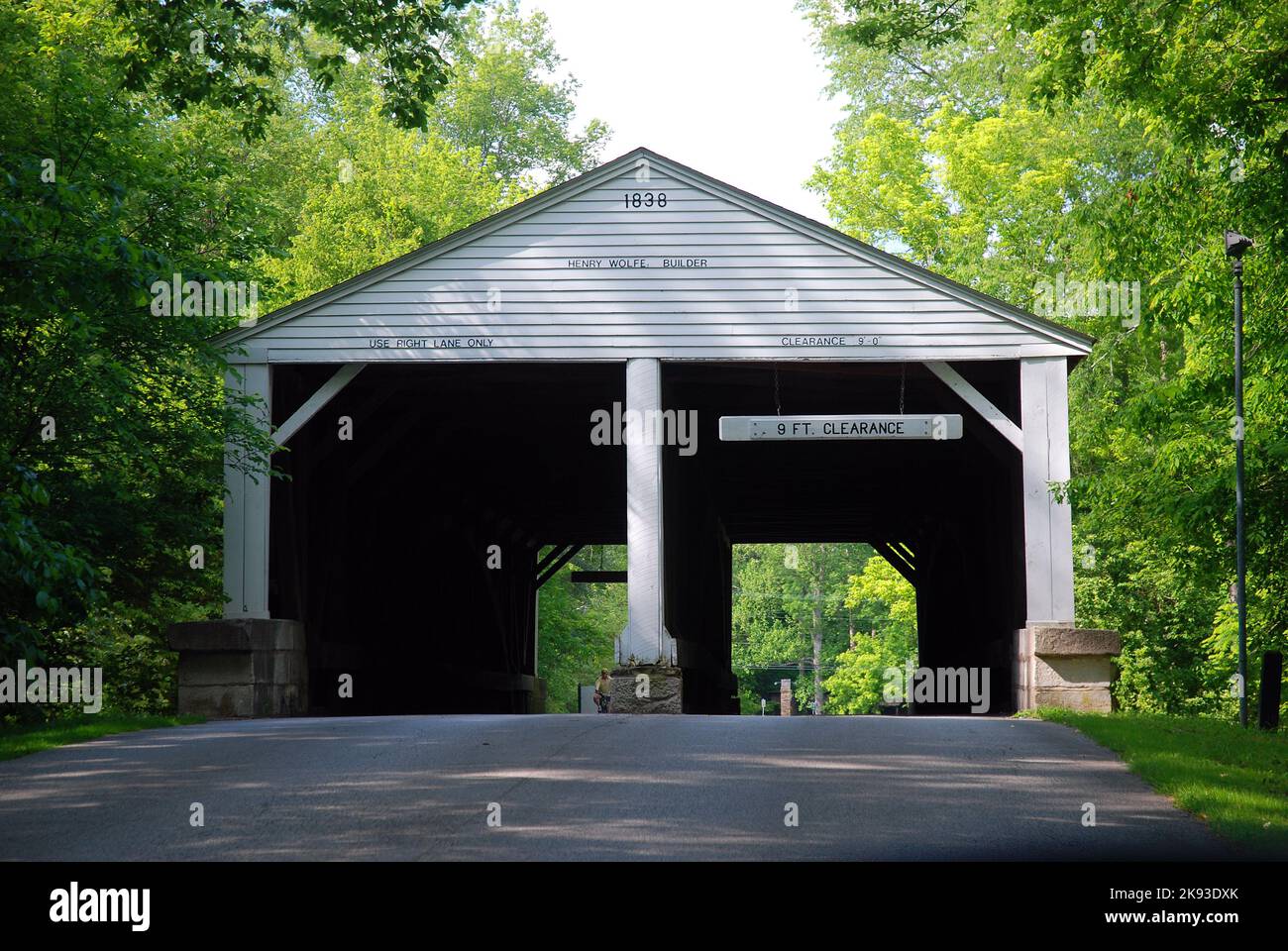 The Ramp Creek Covered Bridge in Indiana is a rare double tunnel bridge
