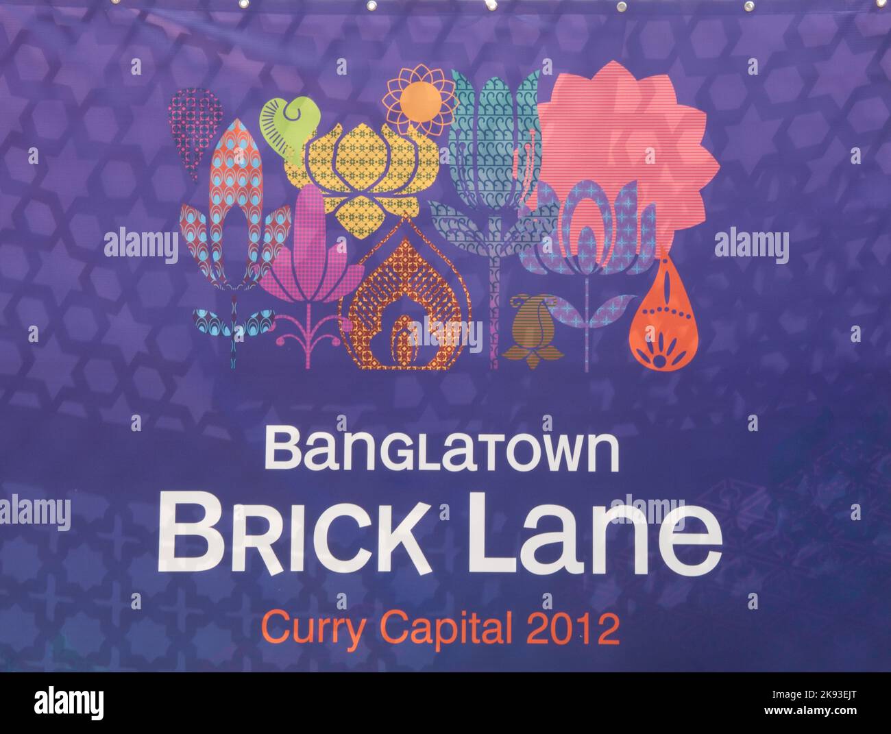 Sign for Brick Lane Banglatown, Curry Capital 2012, Brick Lane, Tower Hamlets, London, UK Stock Photo
