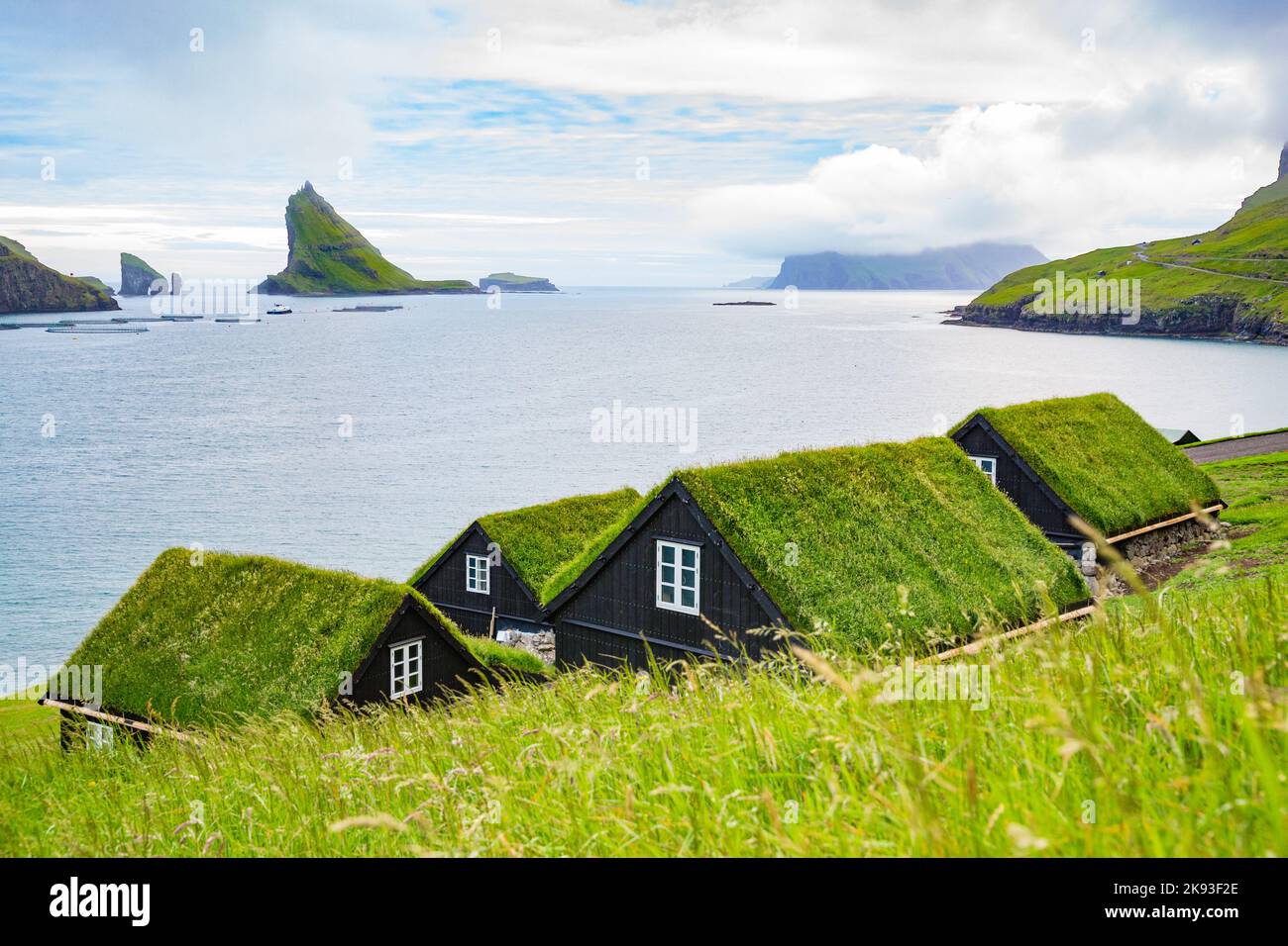 Faroe Islands, houses with grass on roof Stock Photo Alamy