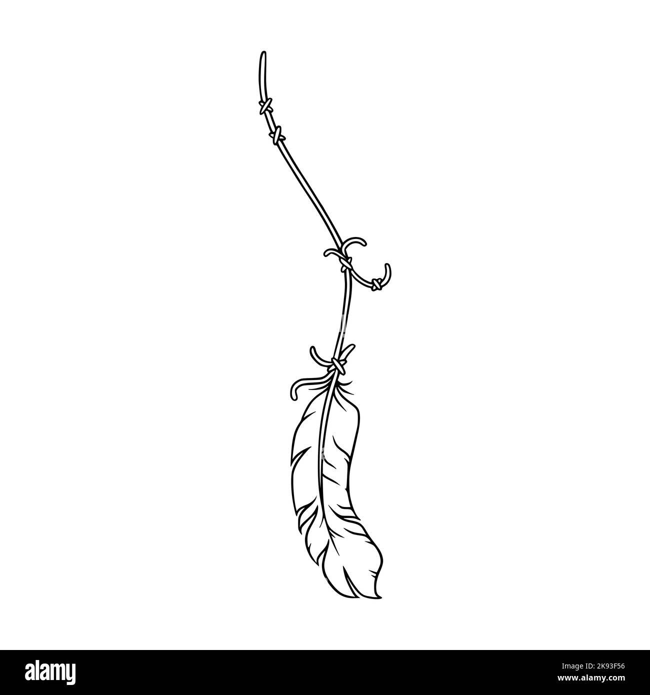 Dreamcatcher feather sketch. Native american decor with feathers and ...