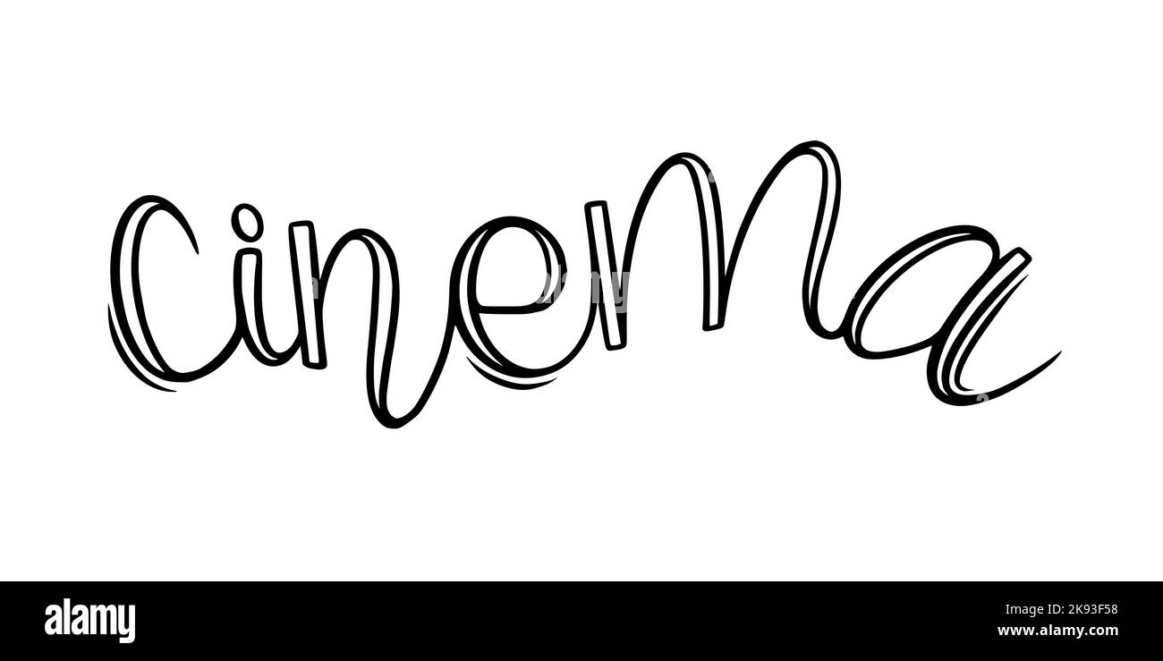 Cinema lettering. Calligraphic cinema word. Vector illustration