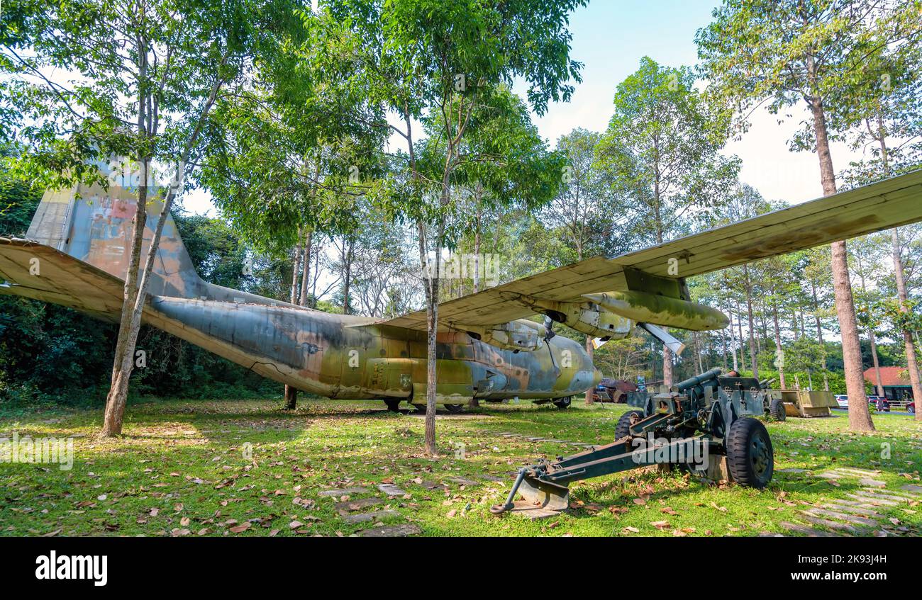 Air transport during the Vietnam War in the historic area of Cu Chi, Vietnam Stock Photo