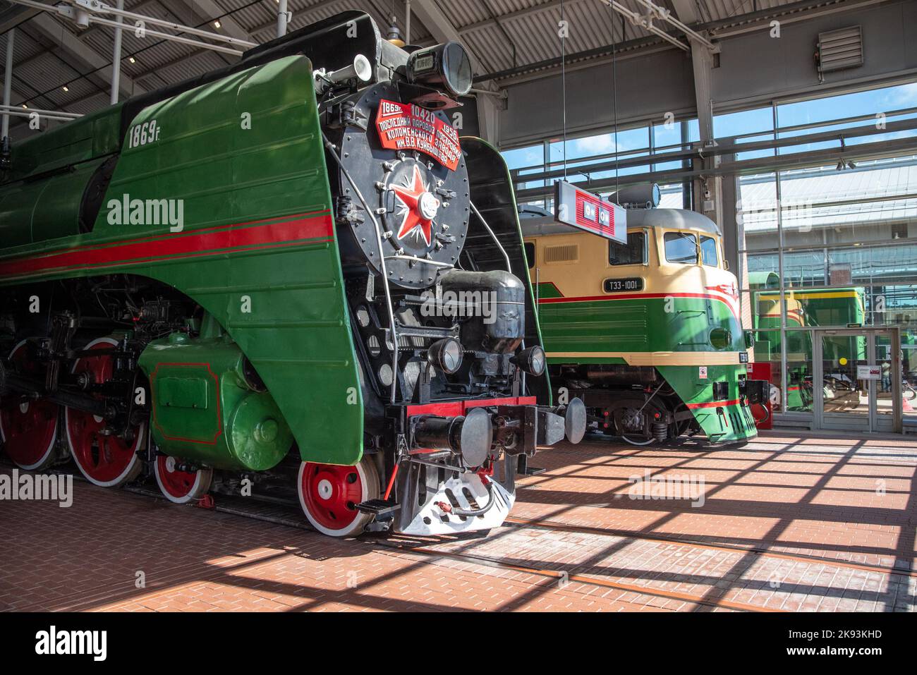 SAINT PETERSBURG, RUSSIA - JANUARY 12, 2022: Steam locomotives  in the Museum of Russian Railways Stock Photo