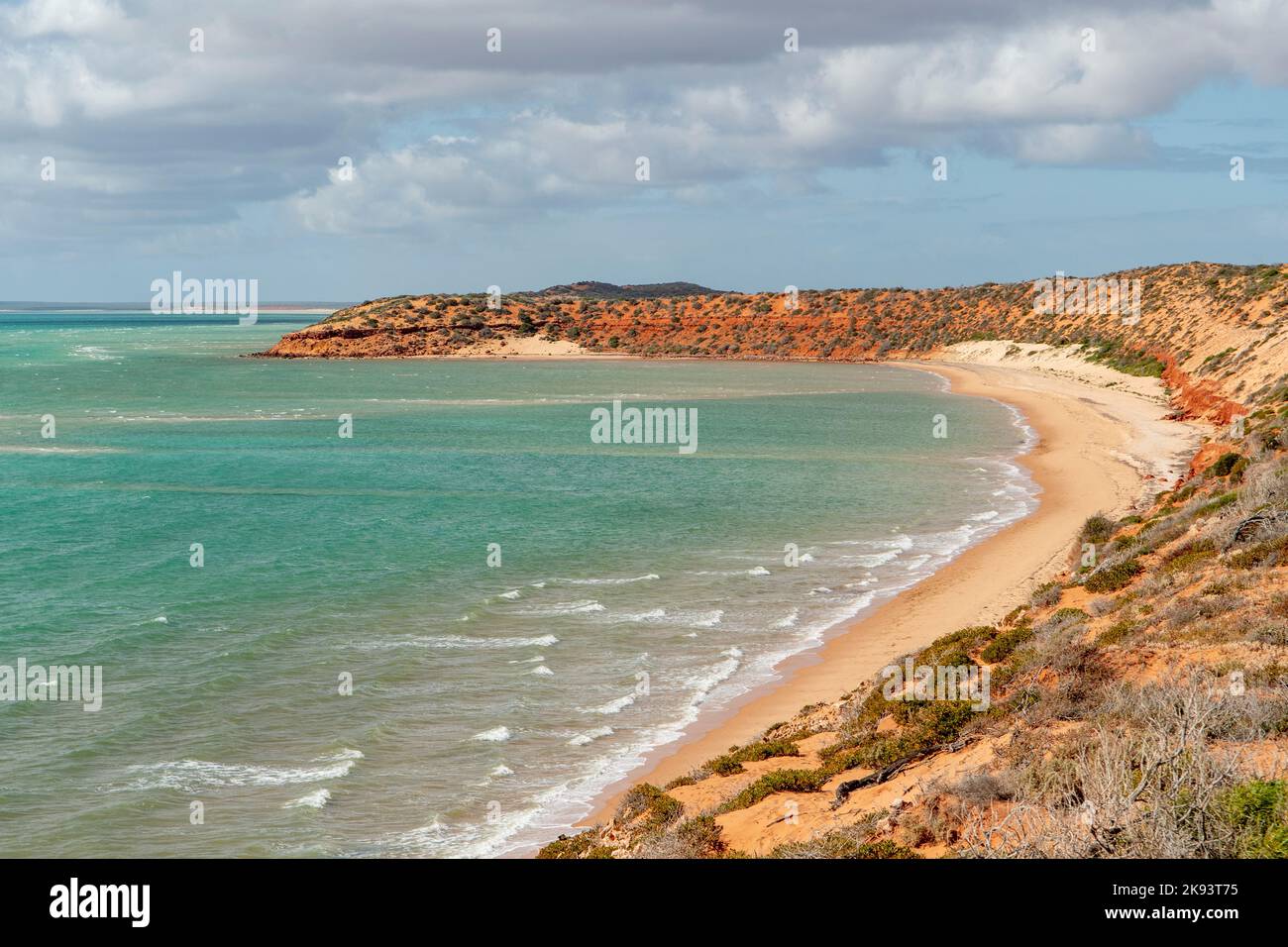 Beach and Red Cliffs at Cape Peron, Francois Peron NP, WA, Australia Stock Photo