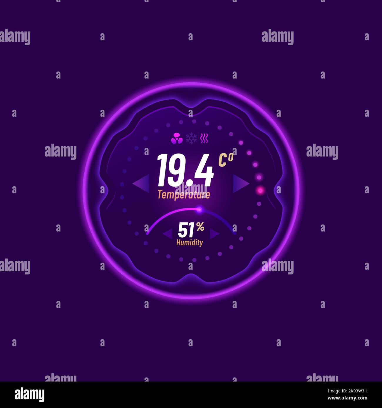 Thermostat, smart thermometer and temperature control dial. Vector