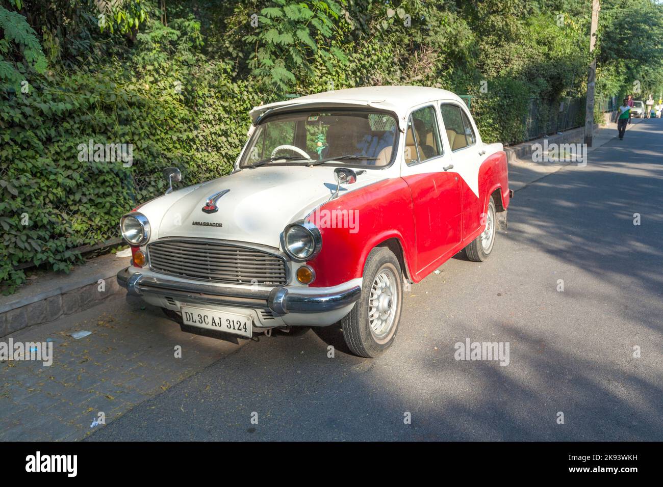 New Delhi October 14 Ambassador car parks at the street on October