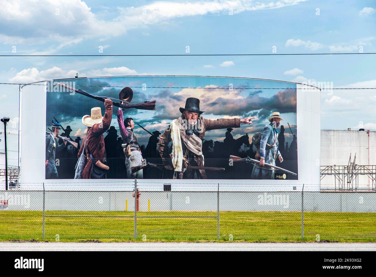 LA PORTE, USA - JULY 11: oil paintings on the oil tanks on July 11, 2013 in La Porte, USA. In Lynchburg near the Houston Ship Channel and San Jacinto Stock Photo