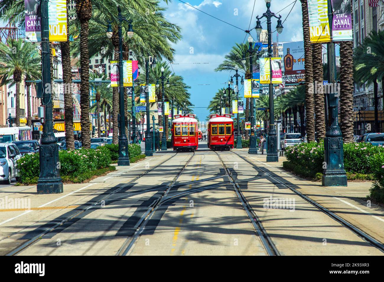 NEW ORLEANS, USA - JULY 17: New Orleans Streetcar Line, July 17, 2013. Newly revamped after Hurricane Katrina in 2005, the New Orleans Streetcar line Stock Photo