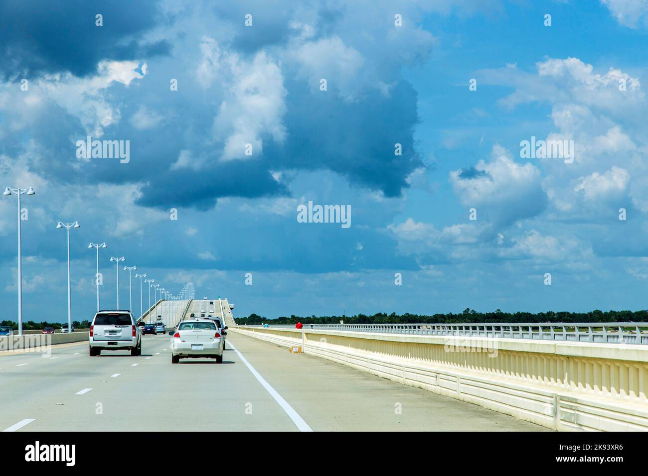 BILOXI, USA - July 17: Crossing the Biloxi Bay Bridge on July 17,2013 in Biloxi, USA. The bridge was heavily damaged by Hurricane Katrina in August 20 Stock Photo