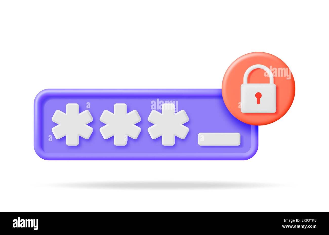 3D Password Field with Padlock Isolated. Stock Vector