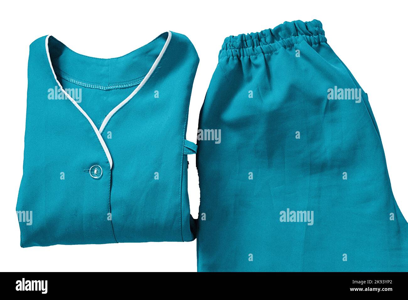 nurse work clothes in ukrainian hospital on white background Stock