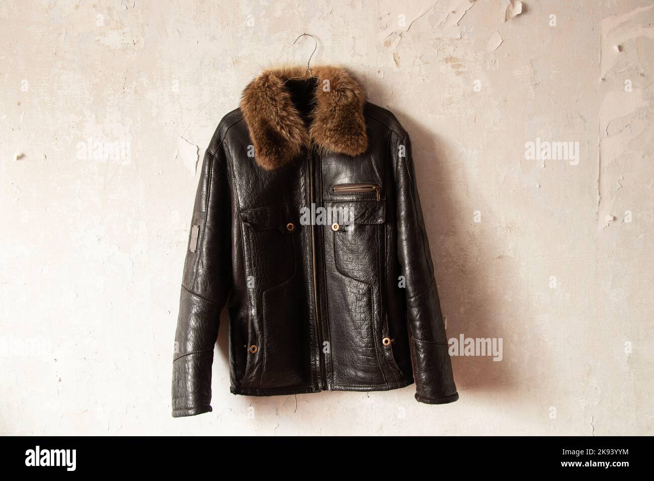 Black sheepskin jacket hi-res stock photography and images - Alamy