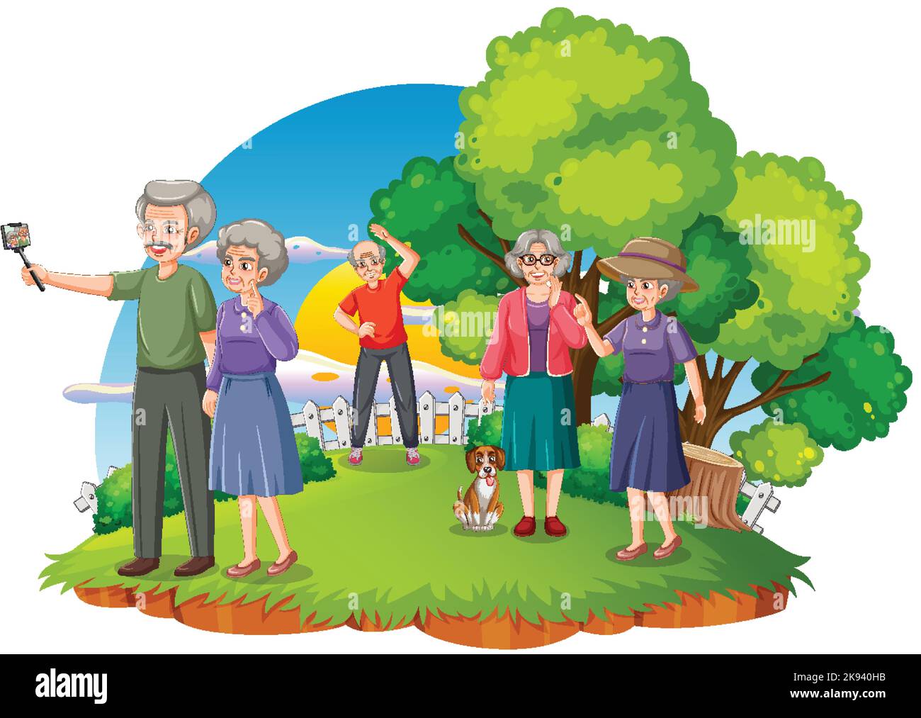 Senior people at park illustration Stock Vector Image & Art - Alamy