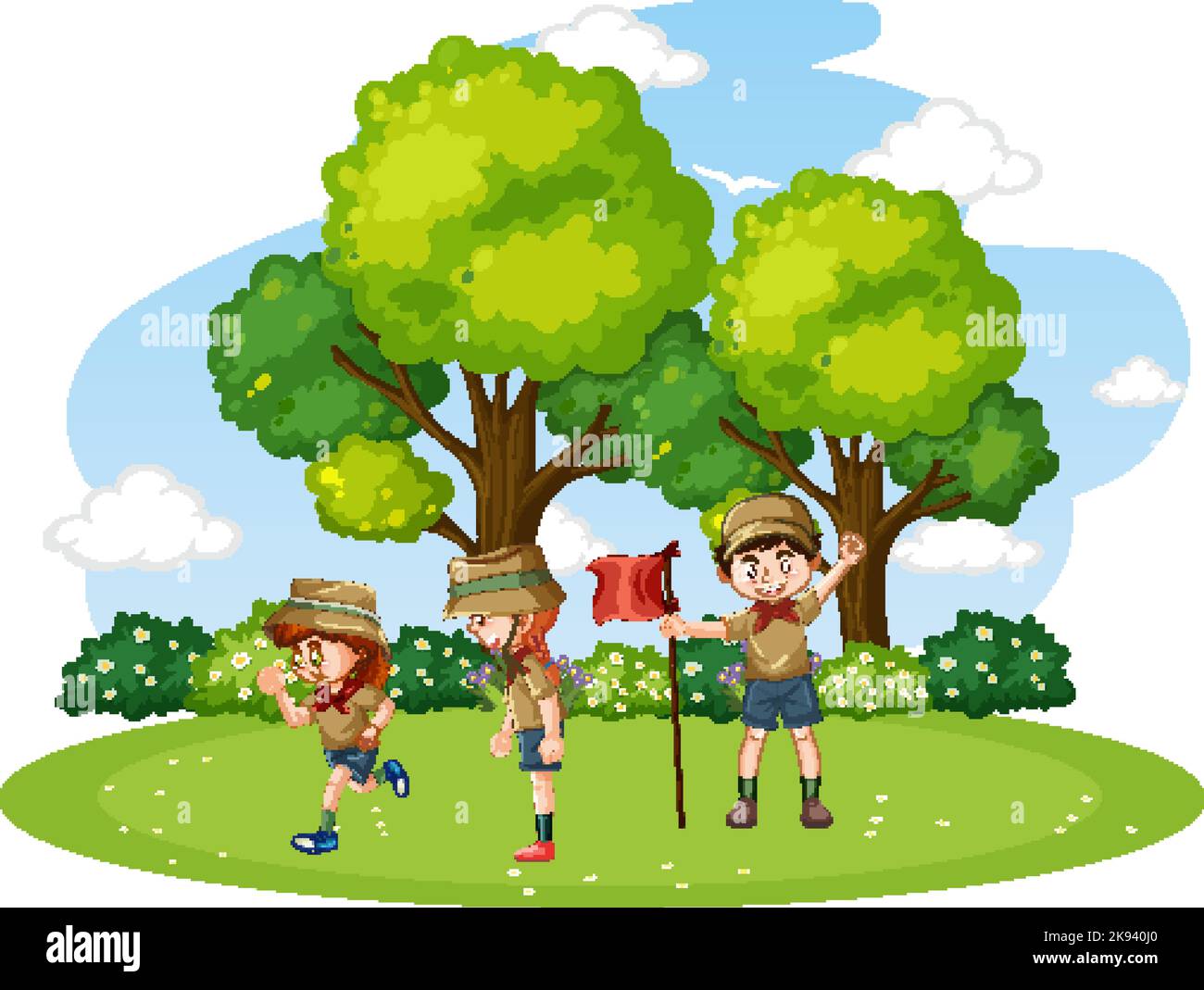 Happy kids camping at park illustration Stock Vector Image & Art - Alamy