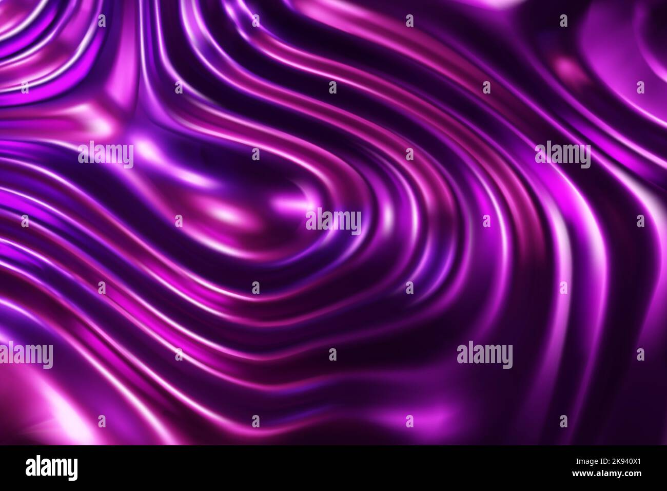 Purple liquid molten metal abstract wavy background with light reflects Stock Vector