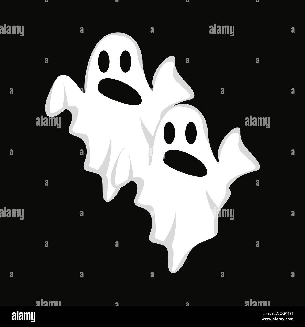 Ghost Logo Design, Halloween Icon, Halloween Costume Illustration, Celebration Banner Template Stock Vector