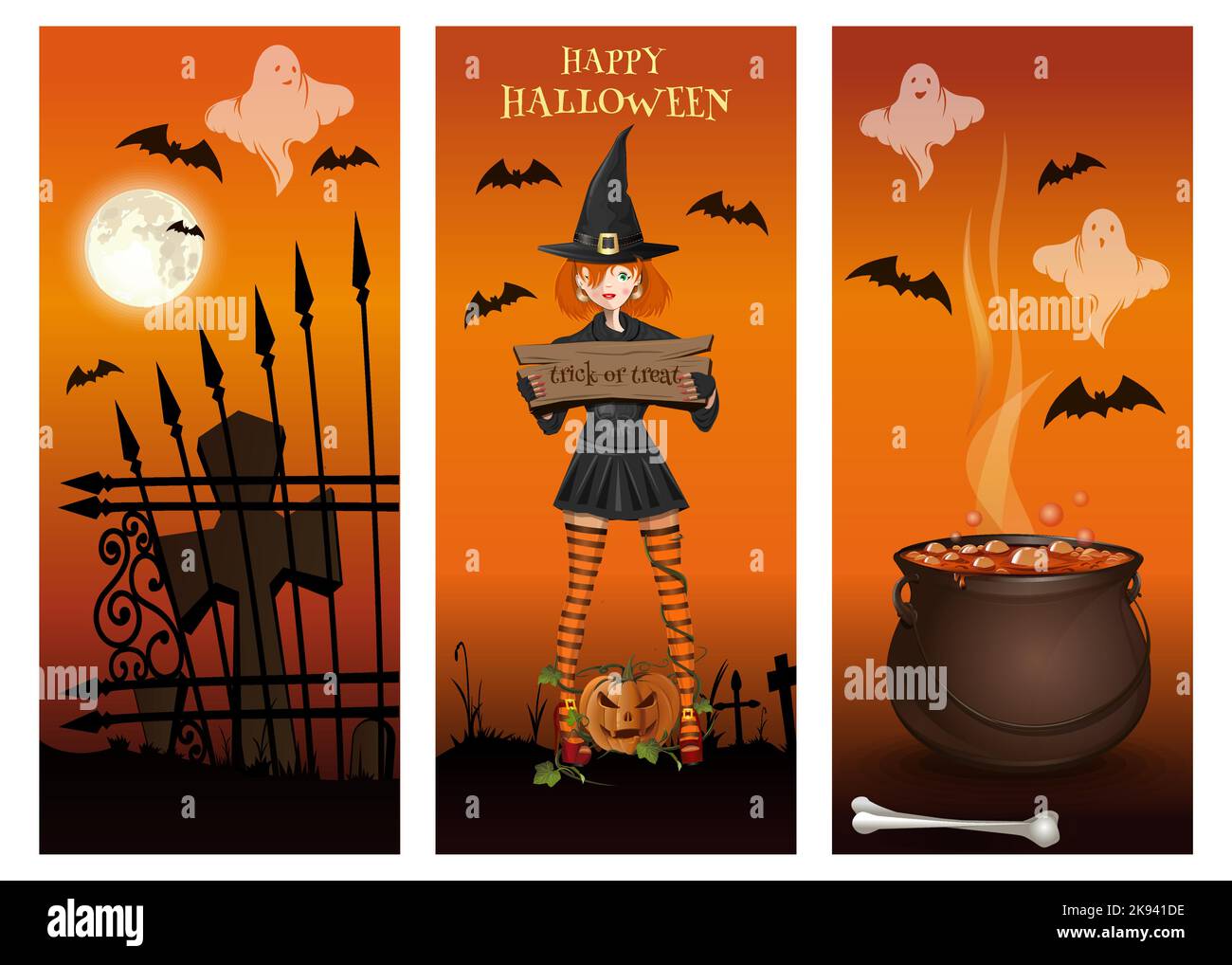 Set of vertical creative banners for Halloween Stock Vector Image & Art