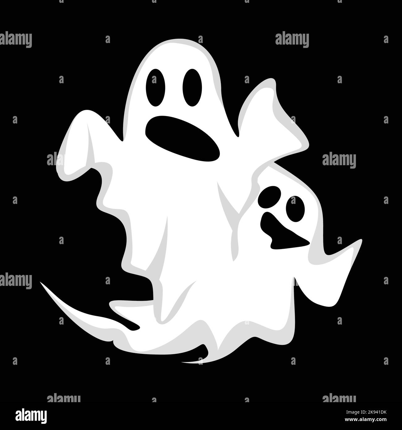 Ghost Logo Design, Halloween Icon, Halloween Costume Illustration, Celebration Banner Template Stock Vector