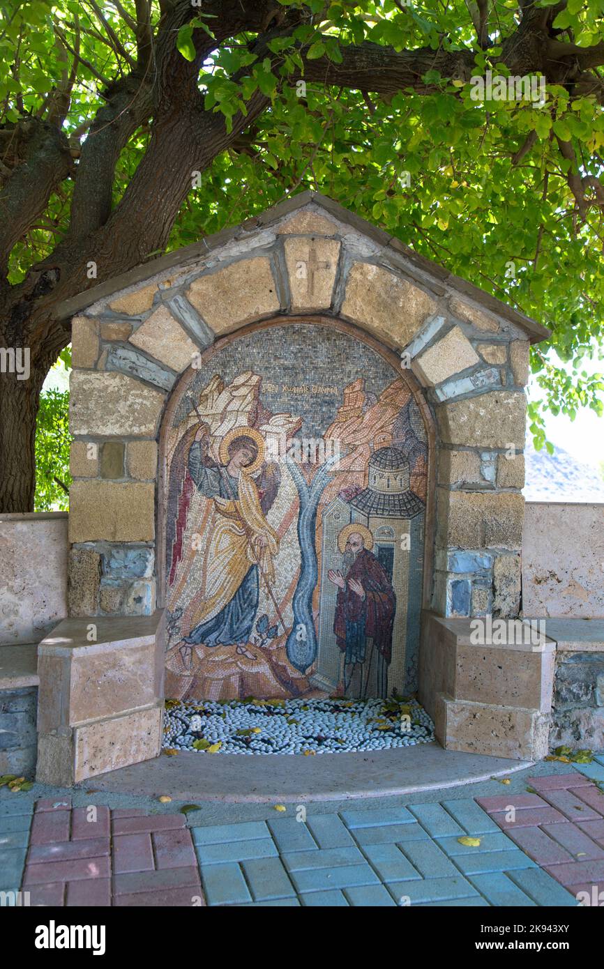 Religious monument in Moni Thari monastery. One of the most important religious monuments on the island of Rhodes Laerma, Rhodes, Greece Stock Photo