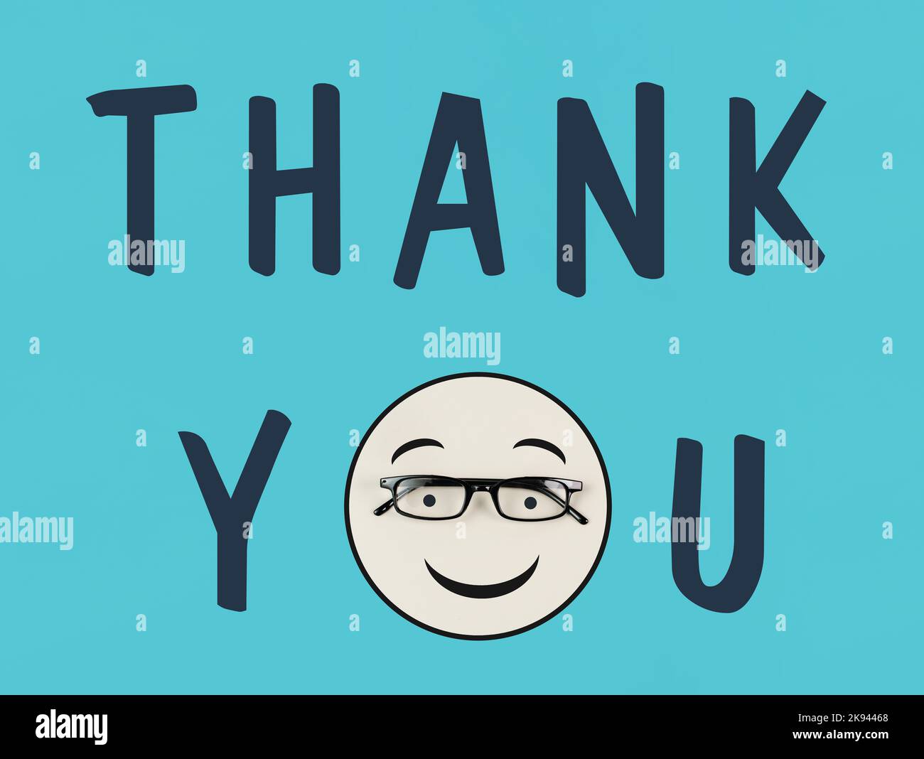 Thank you with a smiling friendly face, being thankful, communication concept Stock Photo