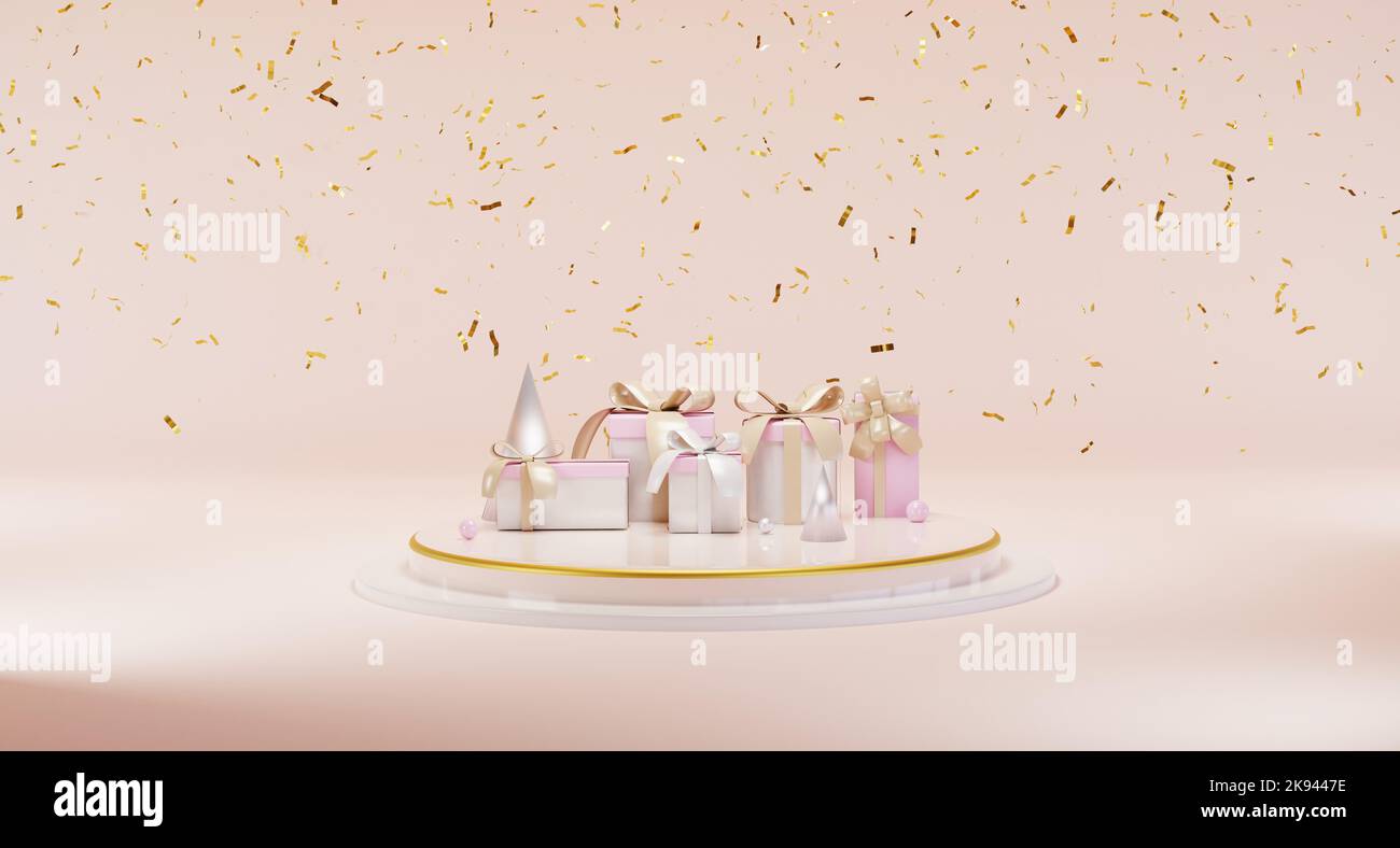 3d rendering , gift box and balloon for celebrate Stock Photo - Alamy