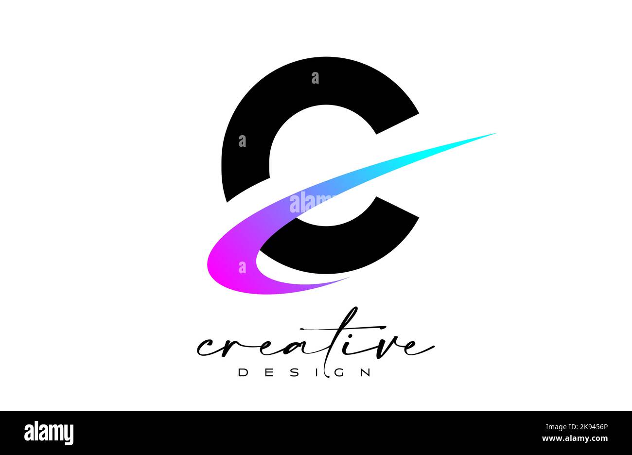 C Letter Logo Design with Creative Purple Blue Swoosh. Letter c Initial ...