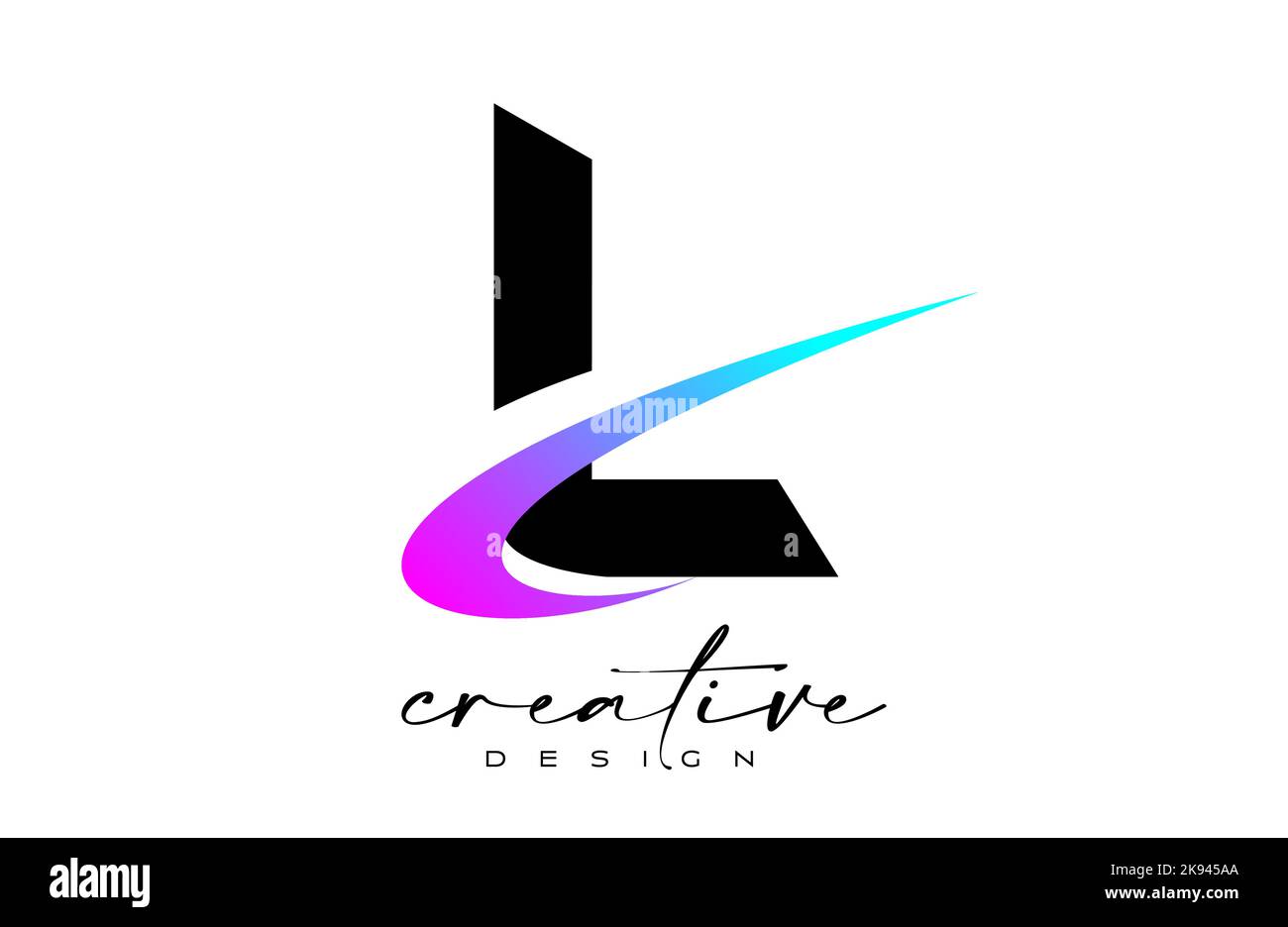 L Letter Logo Design with Creative Purple Blue Swoosh. Letter l Initial ...