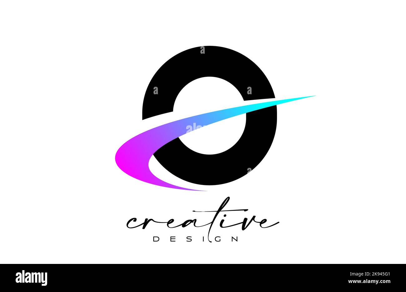 O Letter Logo Design with Creative Purple Blue Swoosh. Letter o Initial ...