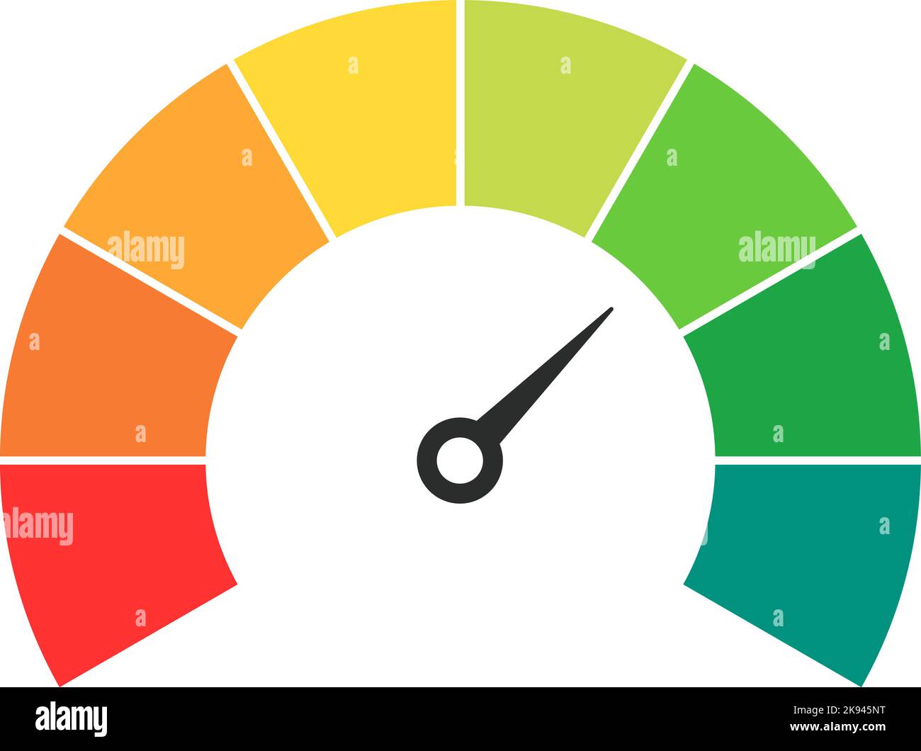 Vector speedometer meter with arrow for dashboard with green, yellow