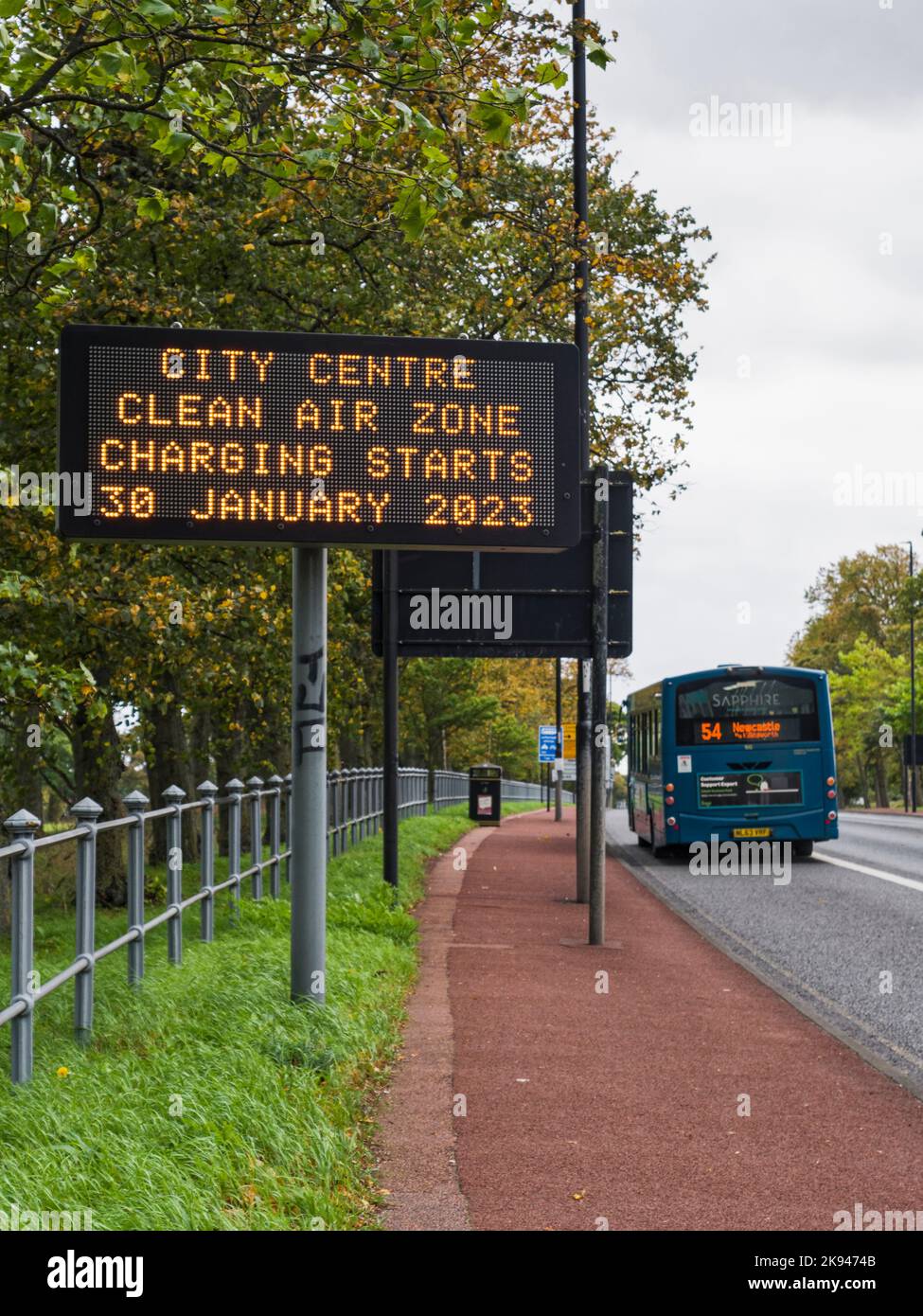 Newcastle upon Tyne is about to begin congestion charging, but only of busses, taxis and delivery vehicles therefore stoking prices while having minim Stock Photo