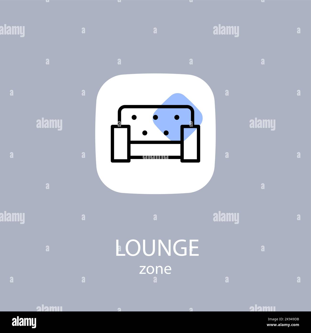 Simple Sofa Icon in Line Art Style. Outline Pictogram of Comfortable Couch in Lounge Area. Lounge Concept Icon. Luxury Class Waiting Room Idea Thin Li Stock Vector