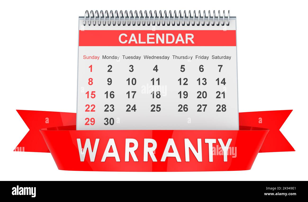 Desk calendar warranty concept. 3D rendering isolated on white ...