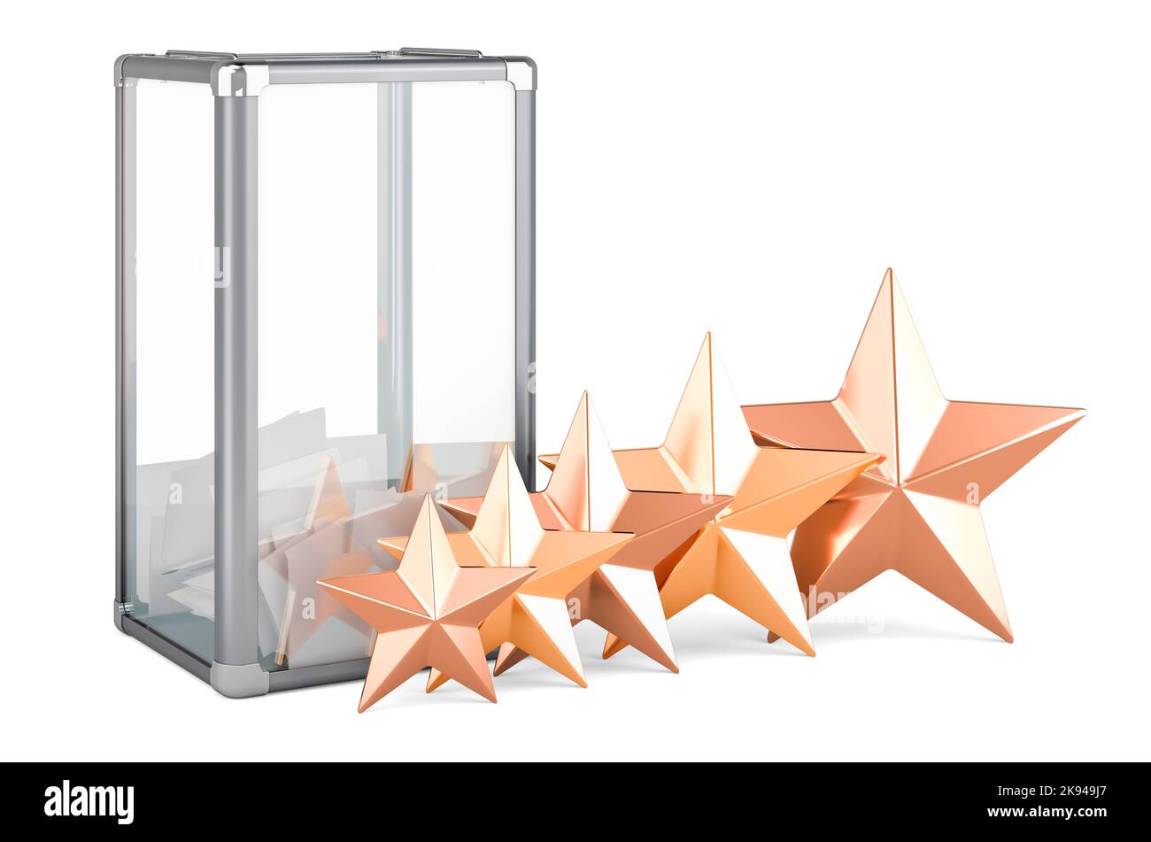 Ballot box with five golden stars. 3D rendering isolated on white ...