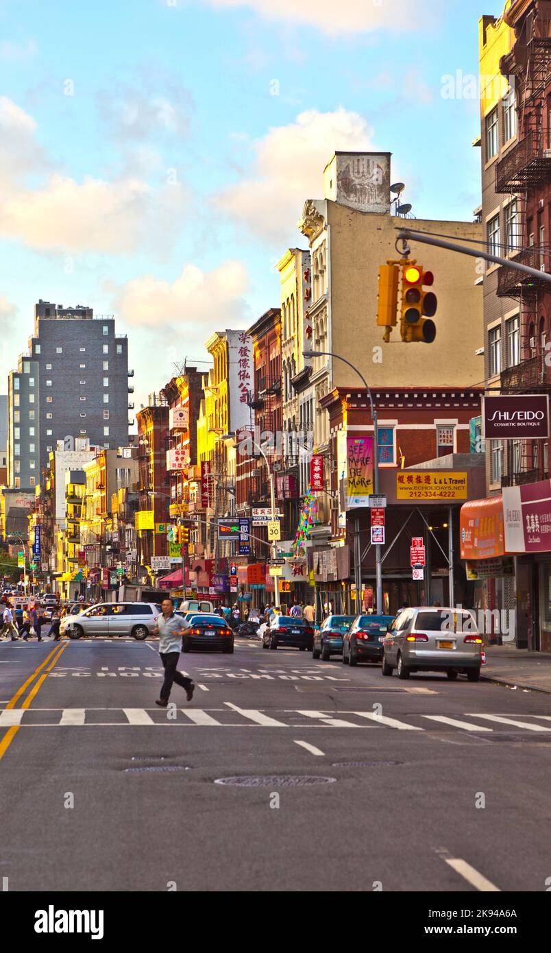 NEW YORK CITY JULY 09 Sunset in Allen street on July 09, 2011 in New