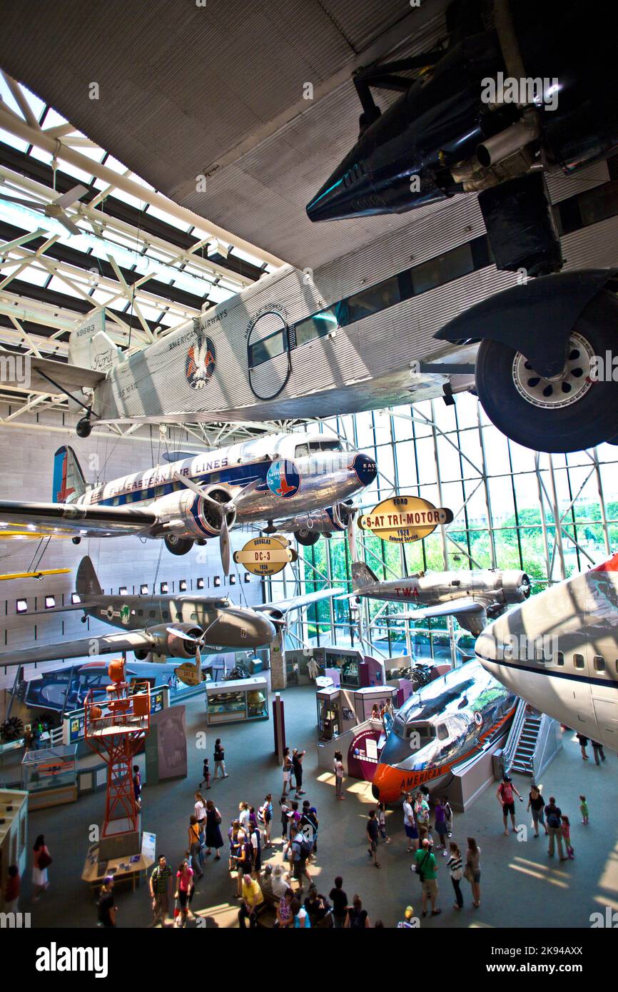 Washington, USA - July 14, 2010:  National Air and Space museum in Washington was established in 1946 and holds the largest collection of historic air Stock Photo