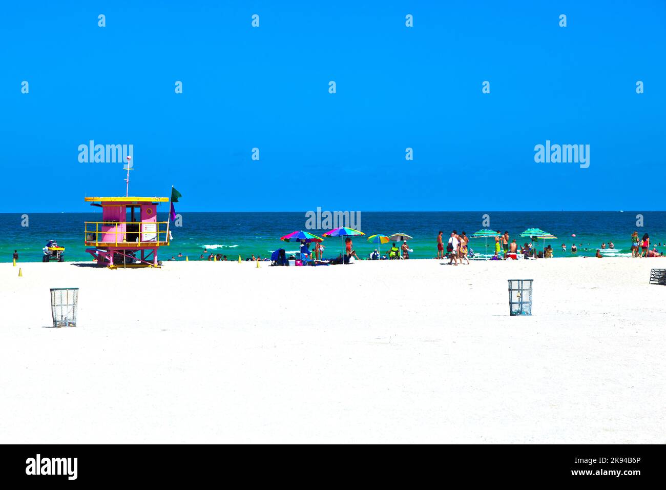 MIAMI BEACH, USA JULY 27 People enjoy swimming in South Beach on July 27,2010 in Miami Beach