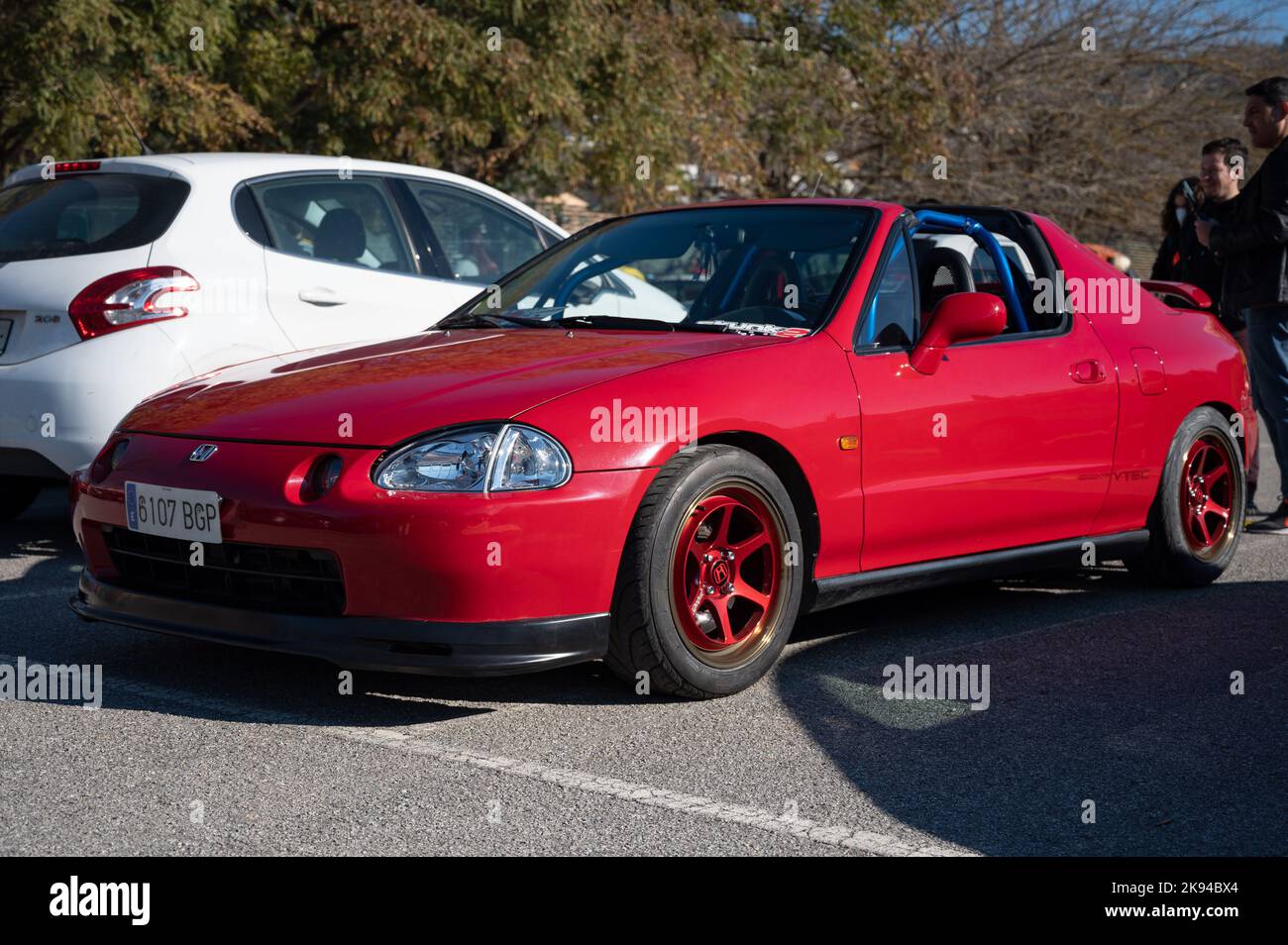 A tuned and improved red Honda CRX Del Sol car Stock Photo