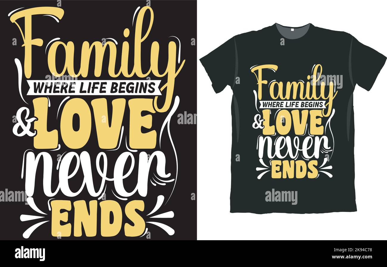An illustration about family t-shirt design ideas isolated on a black ...