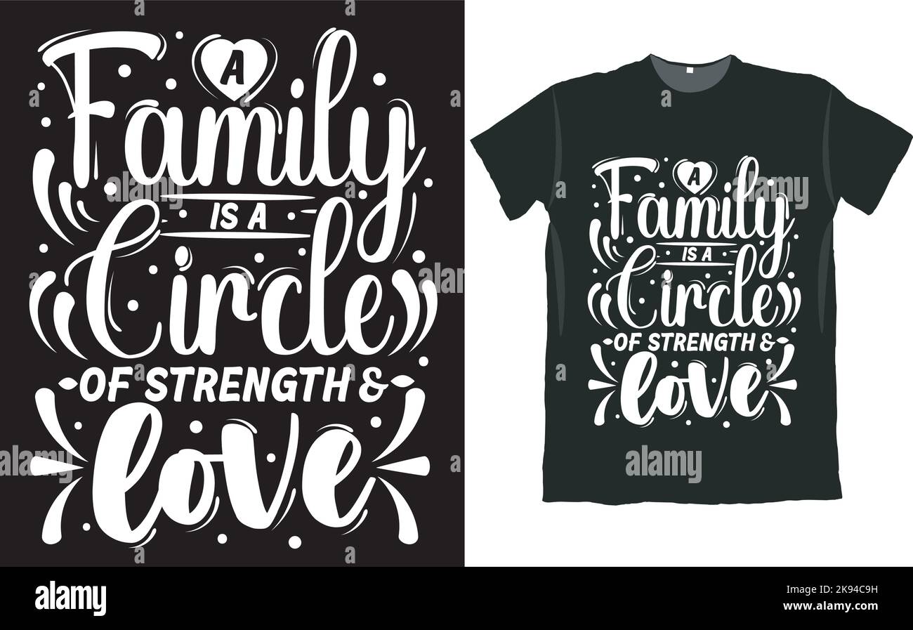 An illustration about family t-shirt design ideas isolated on a black ...