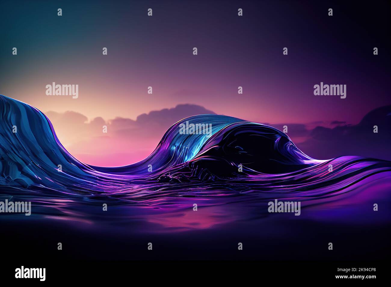 Colorful abstract background with lilac blue neon light waves pattern ...