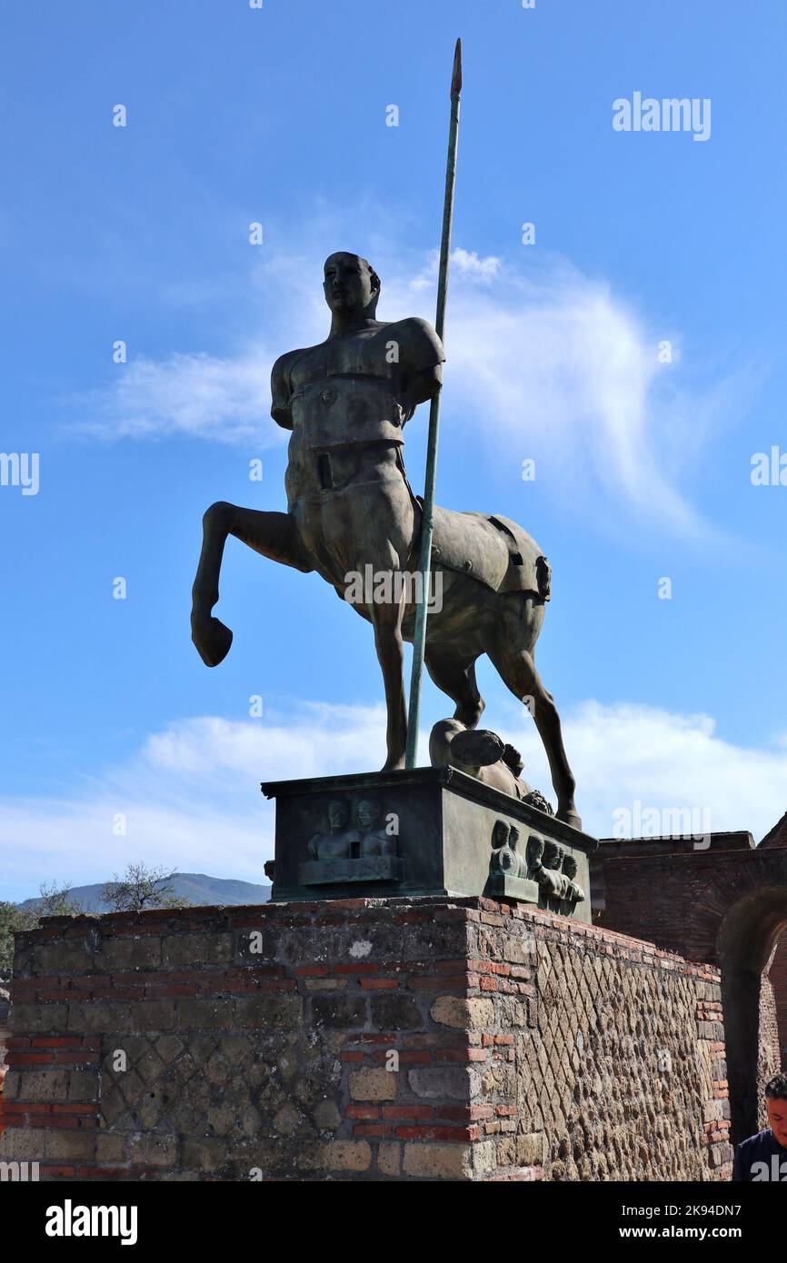 Pompei - Statua del Centauro al Foro Stock Photo