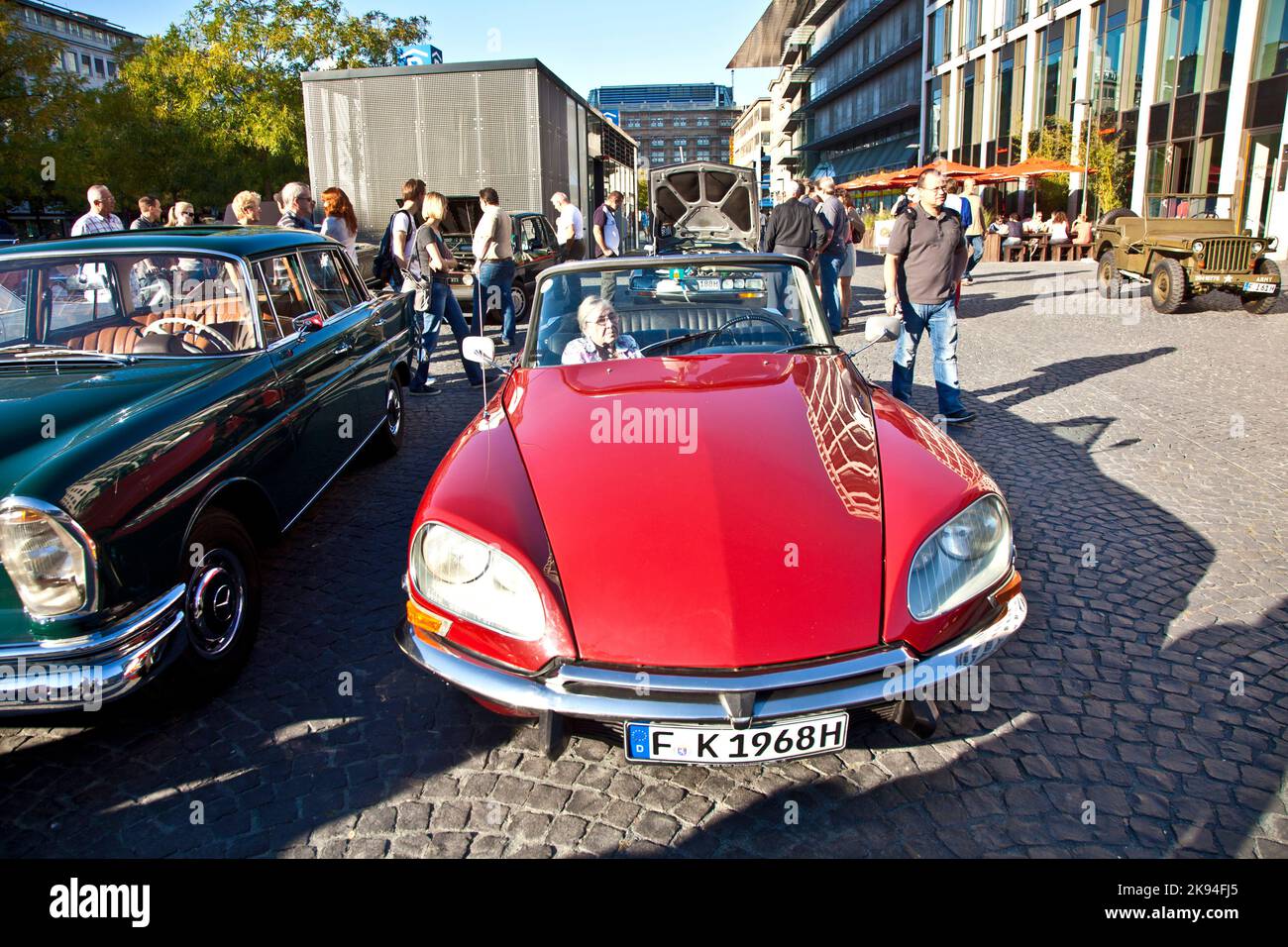 Frankfurt, Germany - October 2,2011:   Oldtimer Meeting in Frankfurt, Germany. A Citroen CV Oldtimer presented by the event '7. Oldtimercity' organize Stock Photo