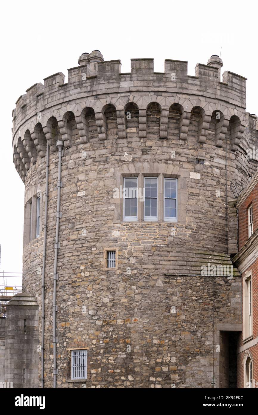Ireland Eire Dublin Dublin Castle medieval Norman Record Tower Wardrobe Tower 1226 was prison was Garda Police Museum now Treasury Building Stock Photo