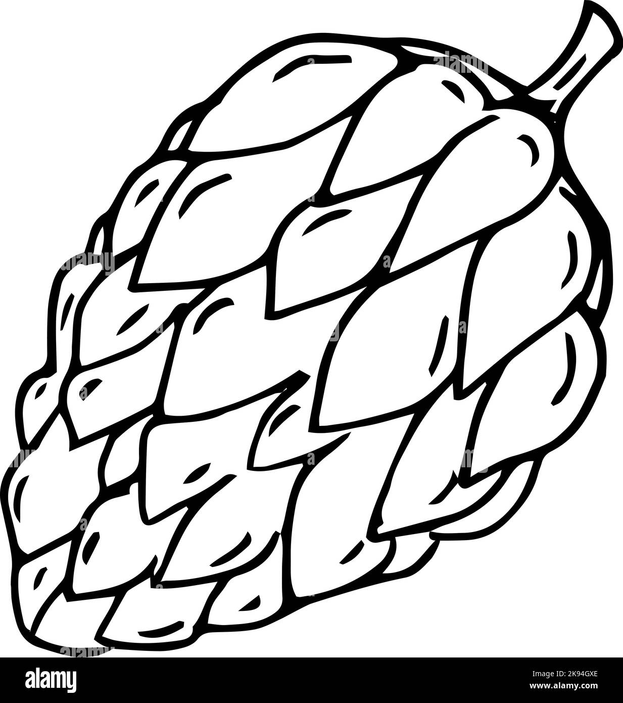 Hand drawn icon. Black line hand drawn cone isolated on white. One line ...