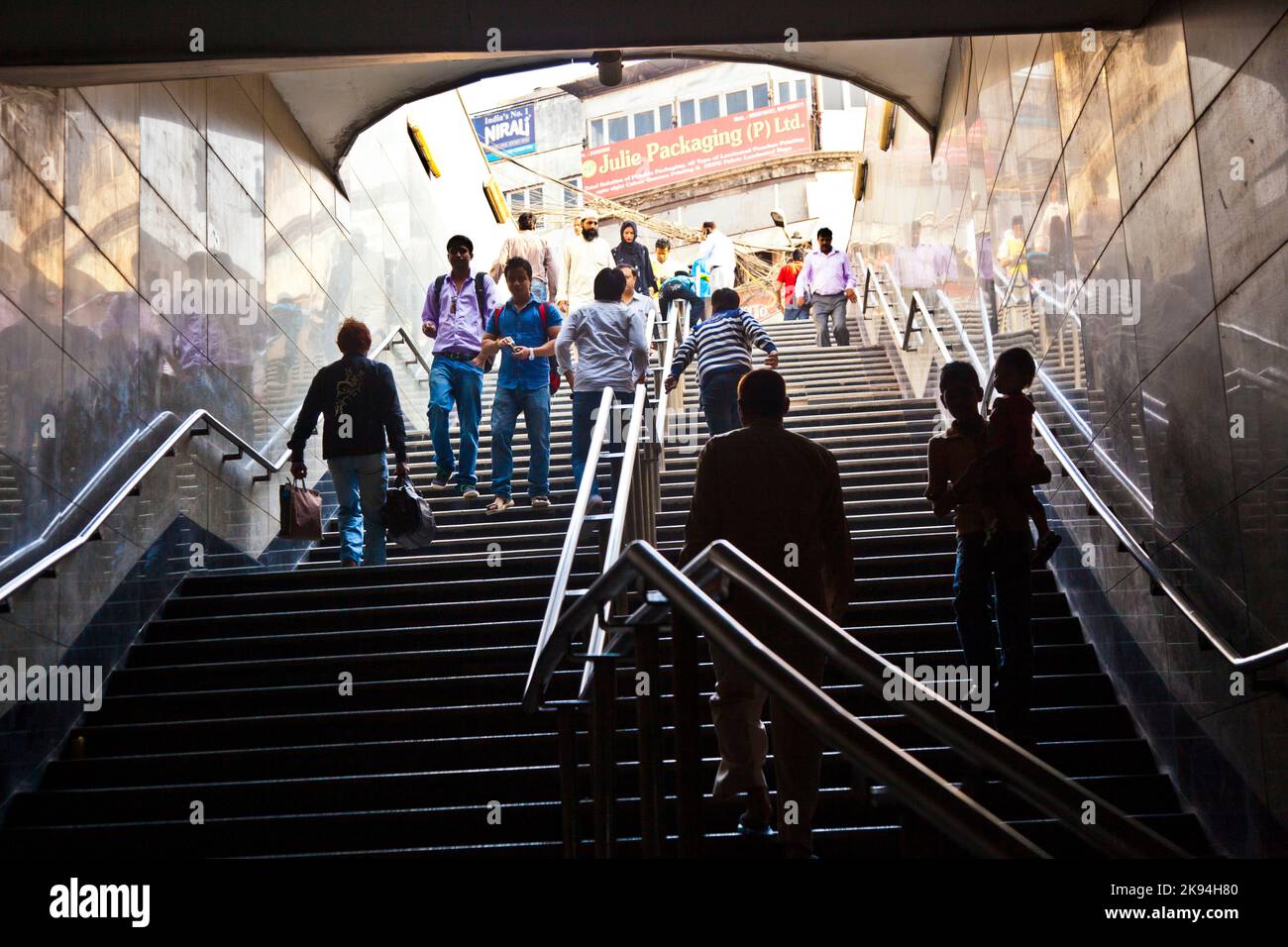 DELHI NOVEMBER 11 passengers leaving metro train Chawri Bazar on