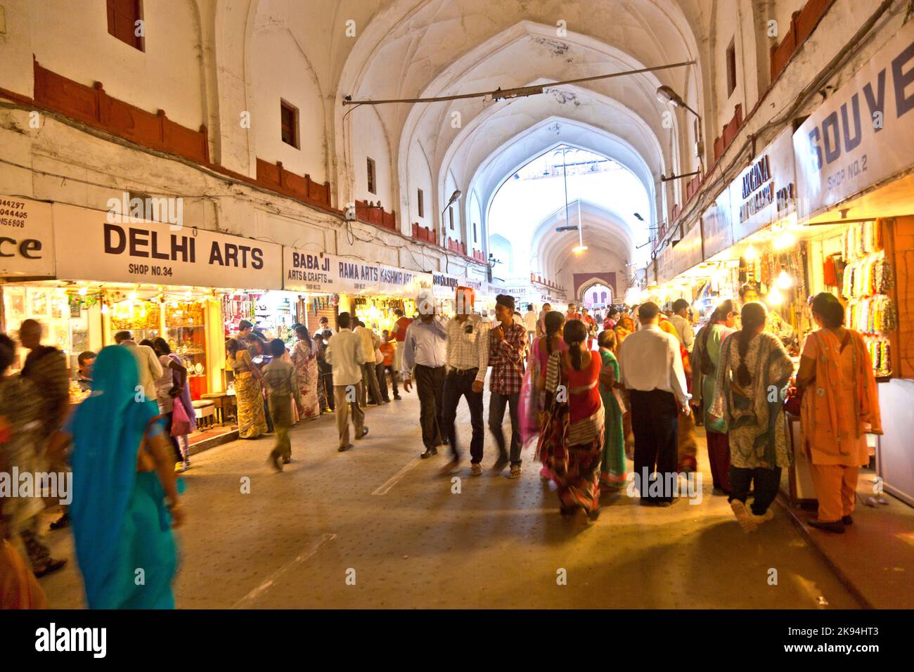Delhi, India November 11, 2011 people shop inside the Bazaar in the