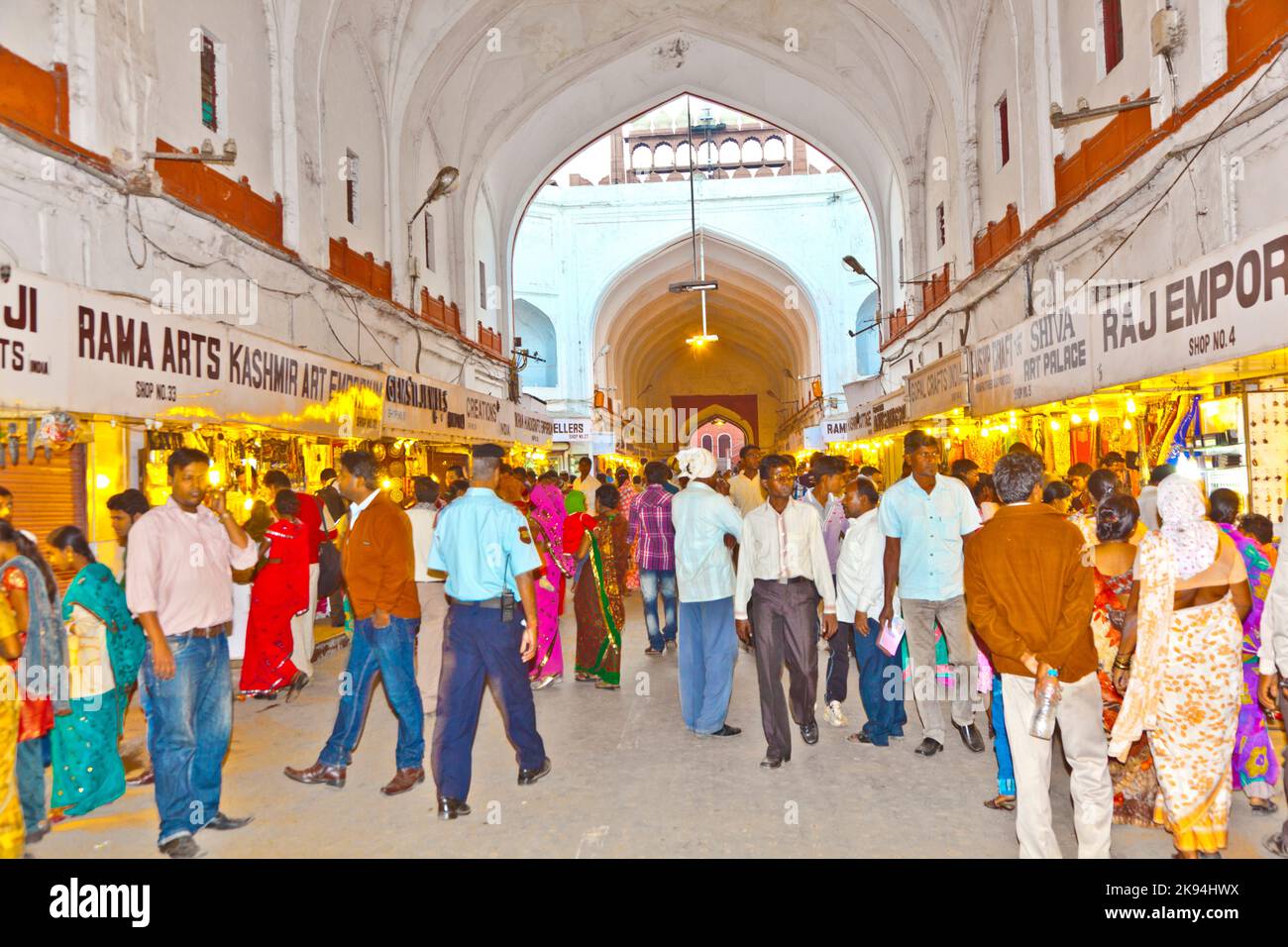 DELHI, INDIA NOV 11 people shop inside the Bazaar in the Red Fort on