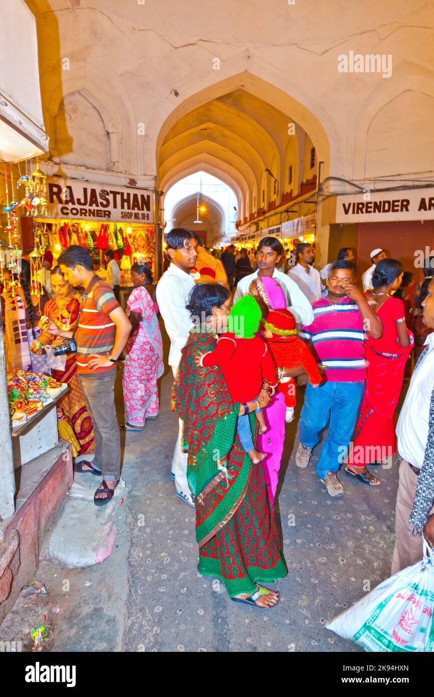 DELHI, INDIA NOV 11 people shop inside the Bazaar in the Red Fort on