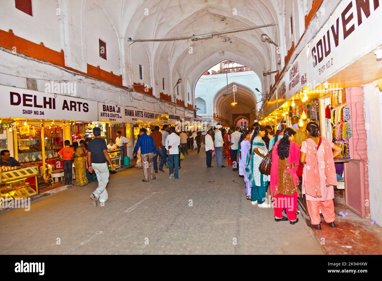 DELHI, INDIA NOV 11 people shop inside the Bazaar in the Red Fort on